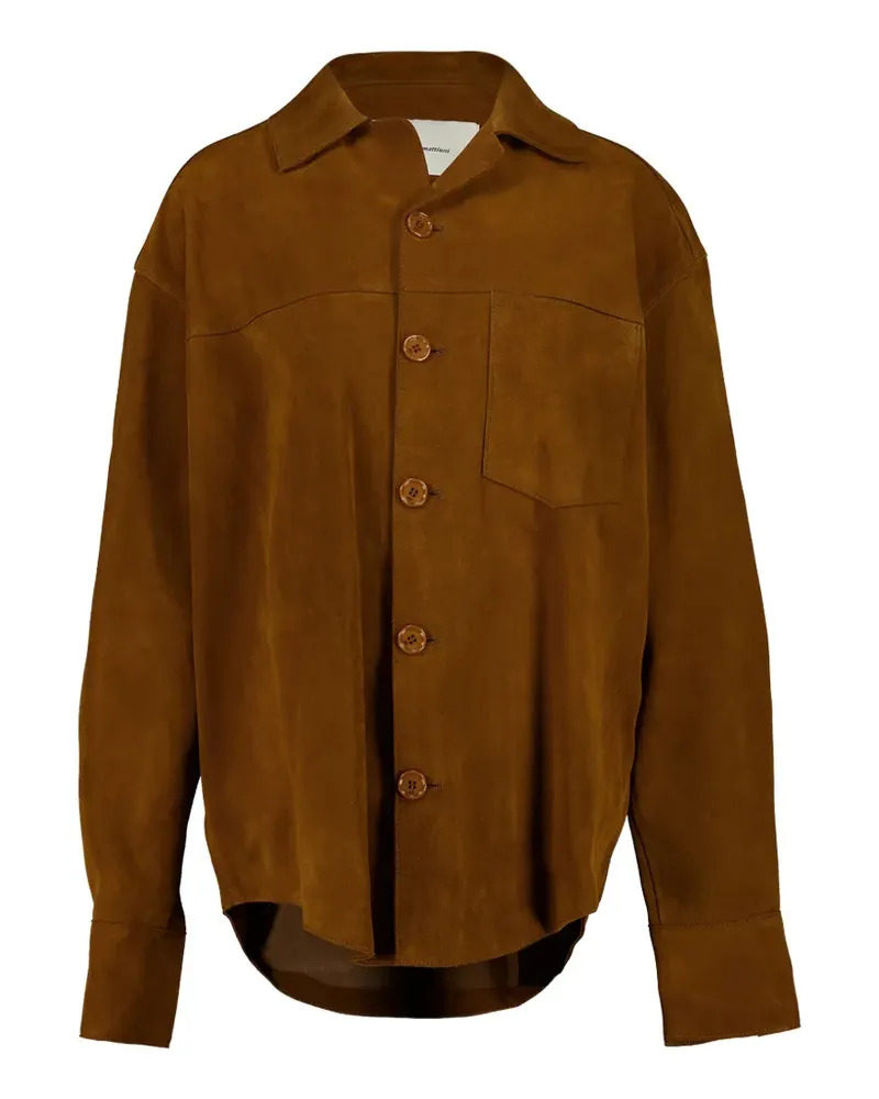 AMI Paris suede buttoned jacket - Braun Braun