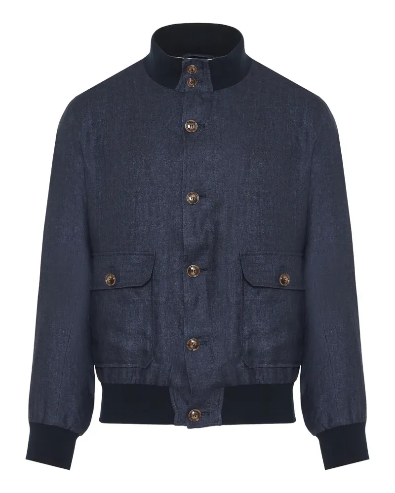 BARBA Geknöpfte Bomberjacke aus Denim - Blau Blau