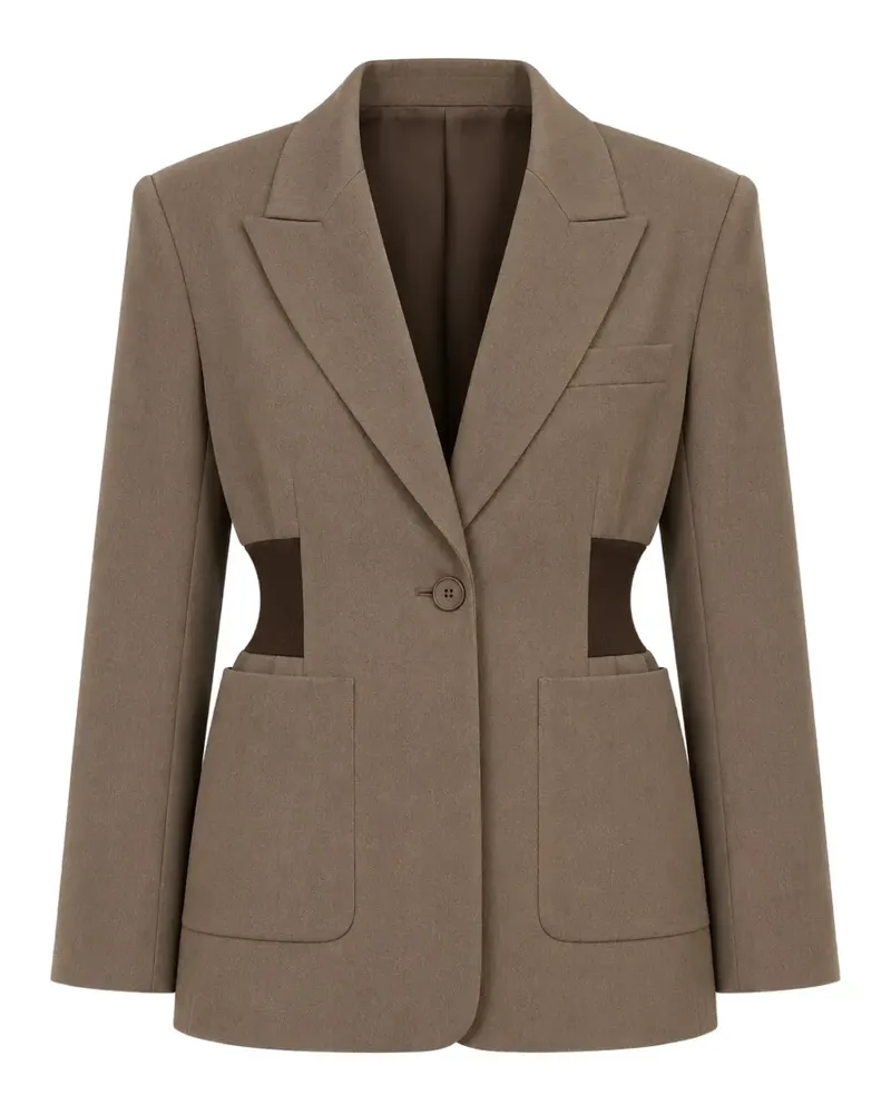 Isabelle Blanche Einreihiger Blazer mit geripptem Bund - Braun Braun