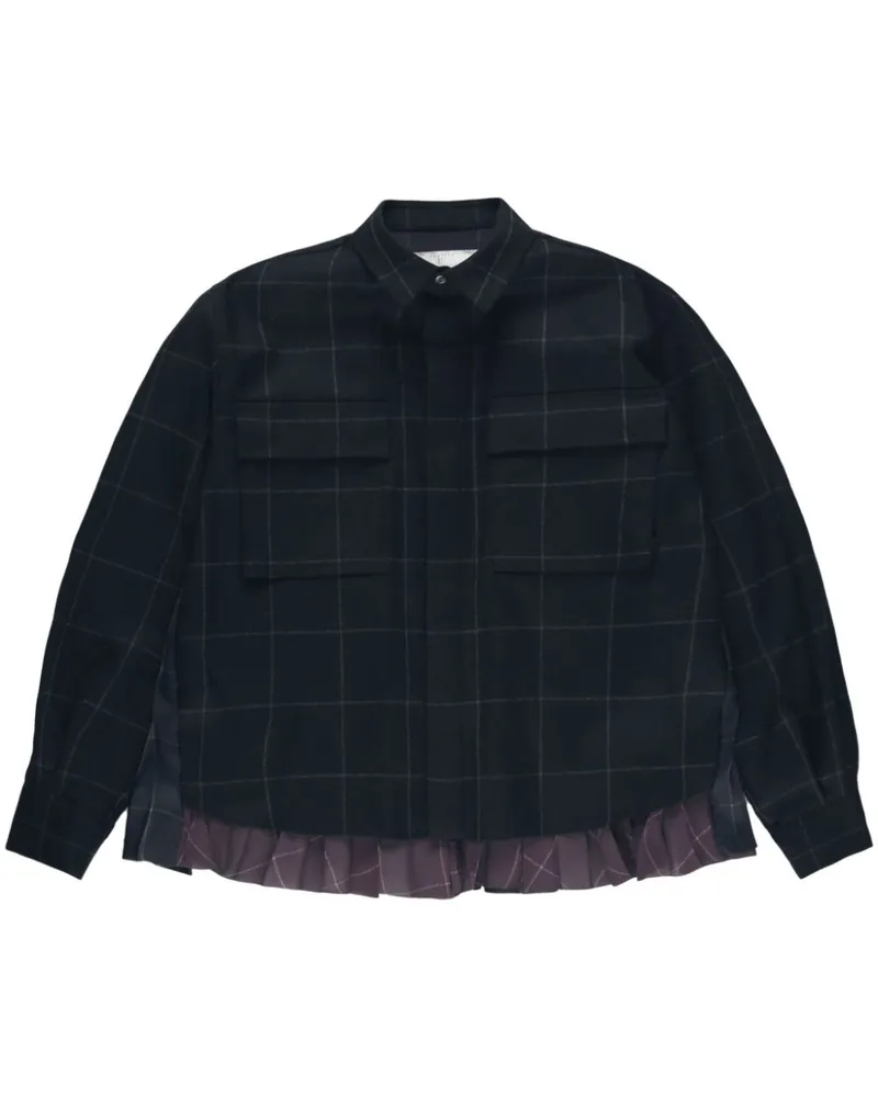 Sacai Hemd mit Windowpane-Karo - Schwarz Schwarz