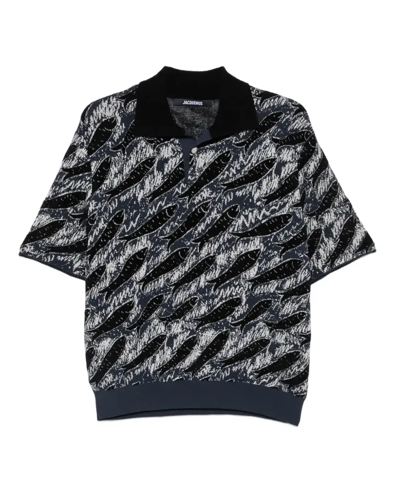 Jacquemus Poloshirt mit Fisch-Print - Schwarz Schwarz