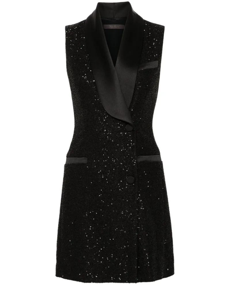 Max Mara Ärmelloses Paillettenkleid - Schwarz Schwarz