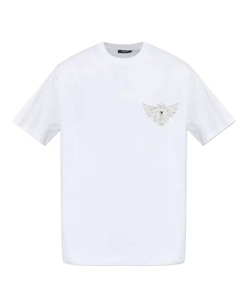 Balmain Verziertes T-Shirt - Weiß Weiß