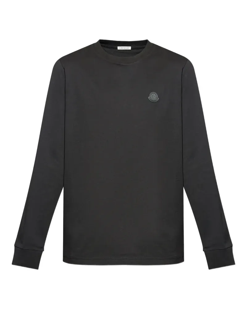 Moncler Langarmshirt mit Logo-Patch - Schwarz Schwarz