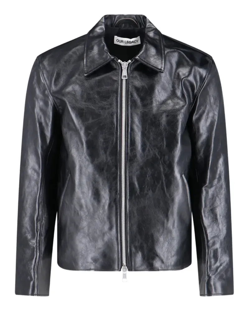 Our Legacy Lederjacke mit Reißverschluss - Schwarz Schwarz