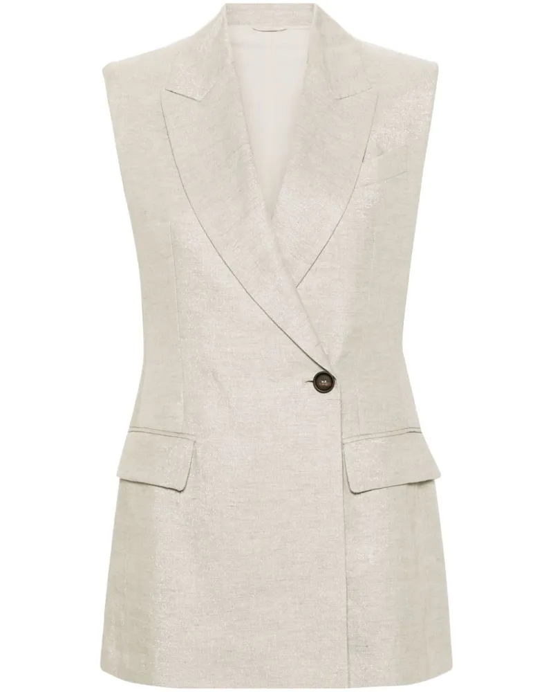 Brunello Cucinelli Ärmelloses Blazer mit Metallic-Garn - Grau Grau