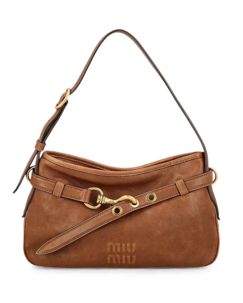 Miu Miu Schultertasche mit Logo-Prägung - Braun Braun