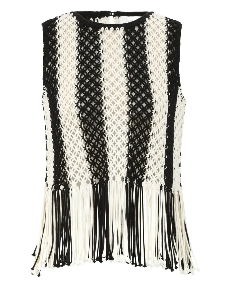 Zimmermann macramé-fabric fringed-hem top - Nude Nude