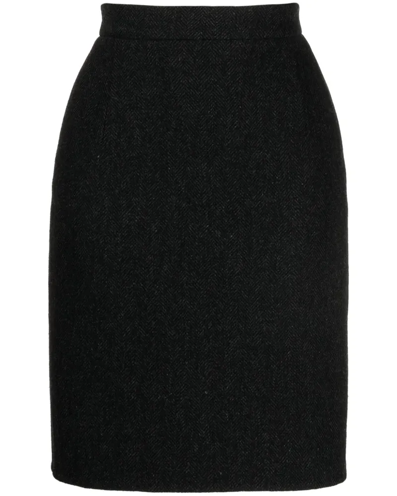 Jil Sander Midirock mit hohem Bund - Schwarz Schwarz