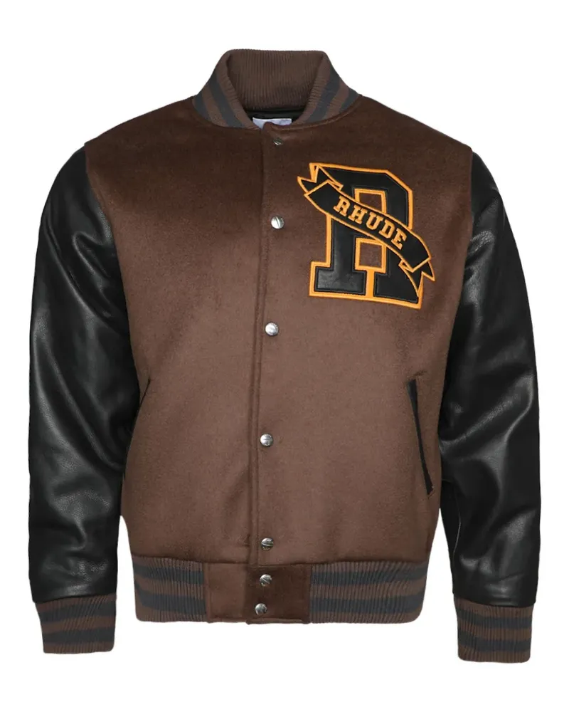 RHUDE Bomberjacke mit Lederärmeln - Braun Braun