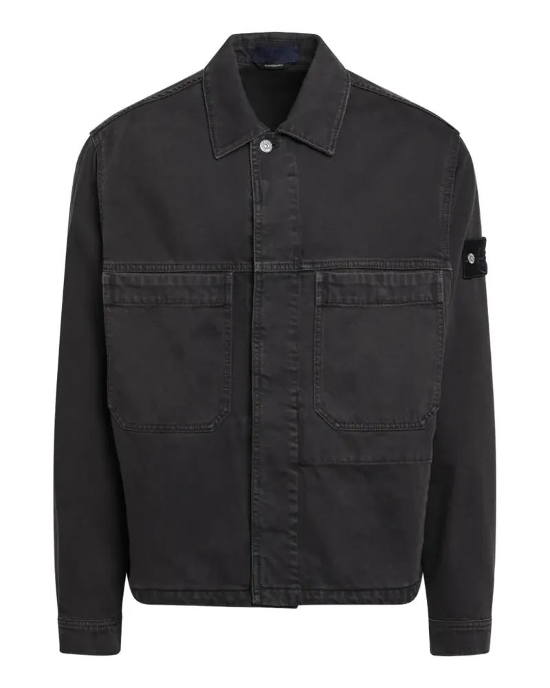 Stone Island logo-patch button-up jacket - Braun Braun