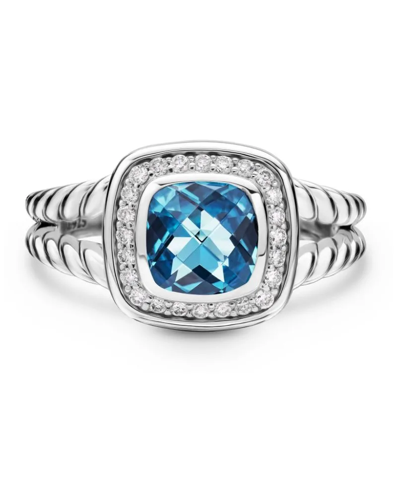 David Yurman Petite Albion Sterlingsilberring mit Diamant und Topas 7mm Silber