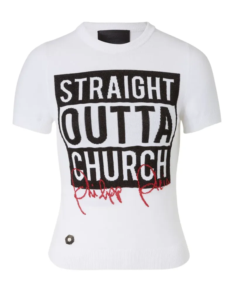 Philipp Plein fine-knit T-shirt - Weiß Weiß