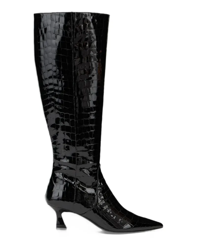 Stuart Weitzman Vinnie croc-embossed leather knee-high boots - Schwarz Schwarz