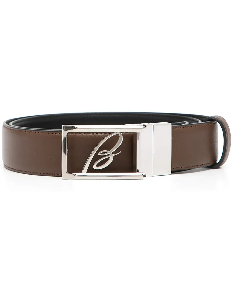 Brioni Gürtel mit Logo-Schild - Braun Braun