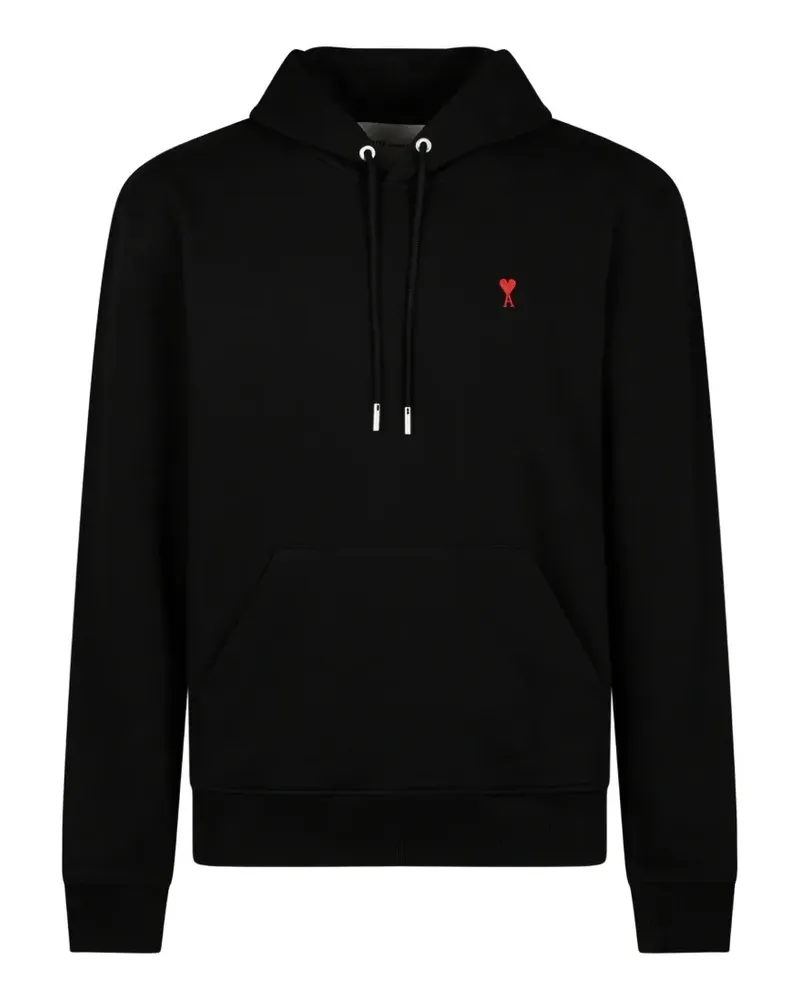 AMI Paris black cotton hoodie with Ami de Coeur - Schwarz Schwarz
