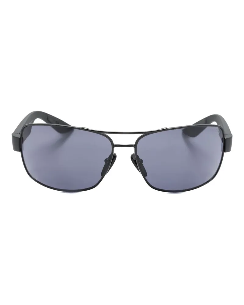 Prada Eckige Sonnenbrille mit Logo-Print - Schwarz Schwarz