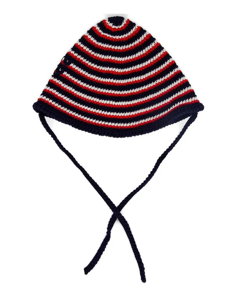 Miu Miu striped crochet-knit beanie hat - Blau Blau