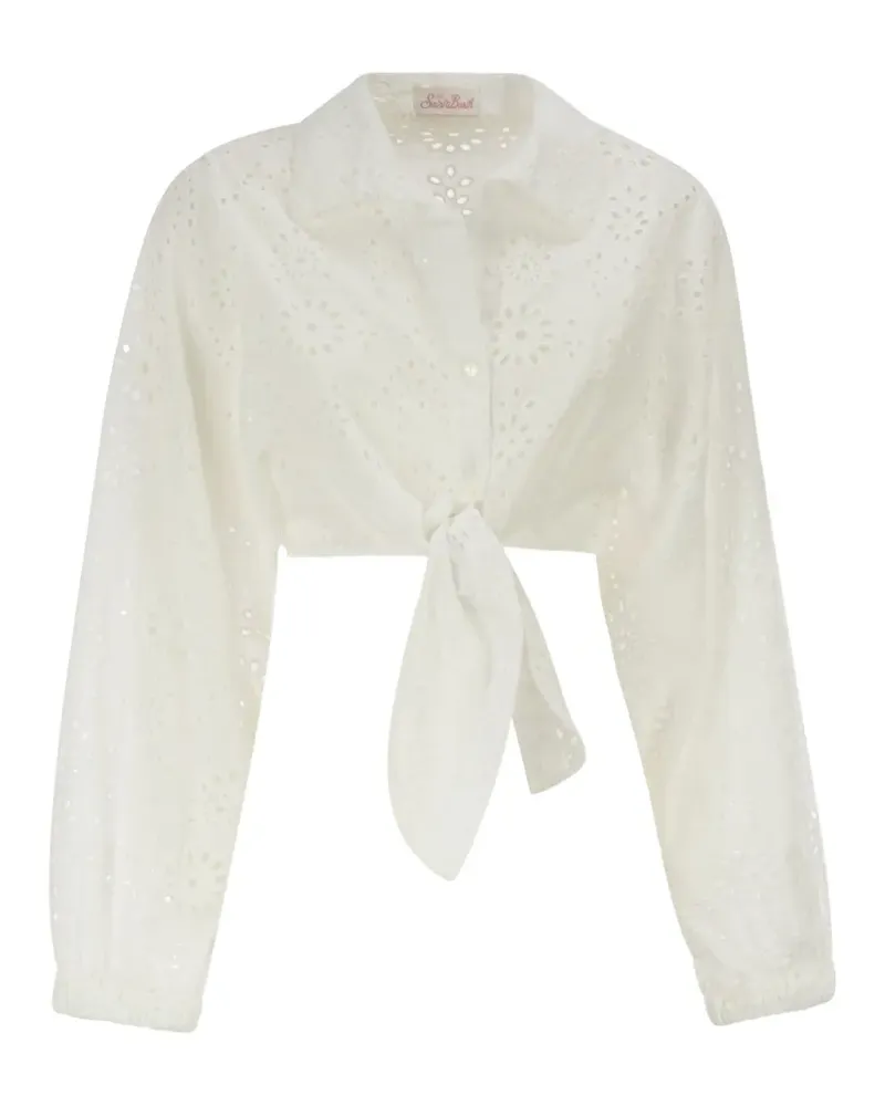 MC2 Saint Barth broderie anglaise tie-front shirt - Weiß Weiß