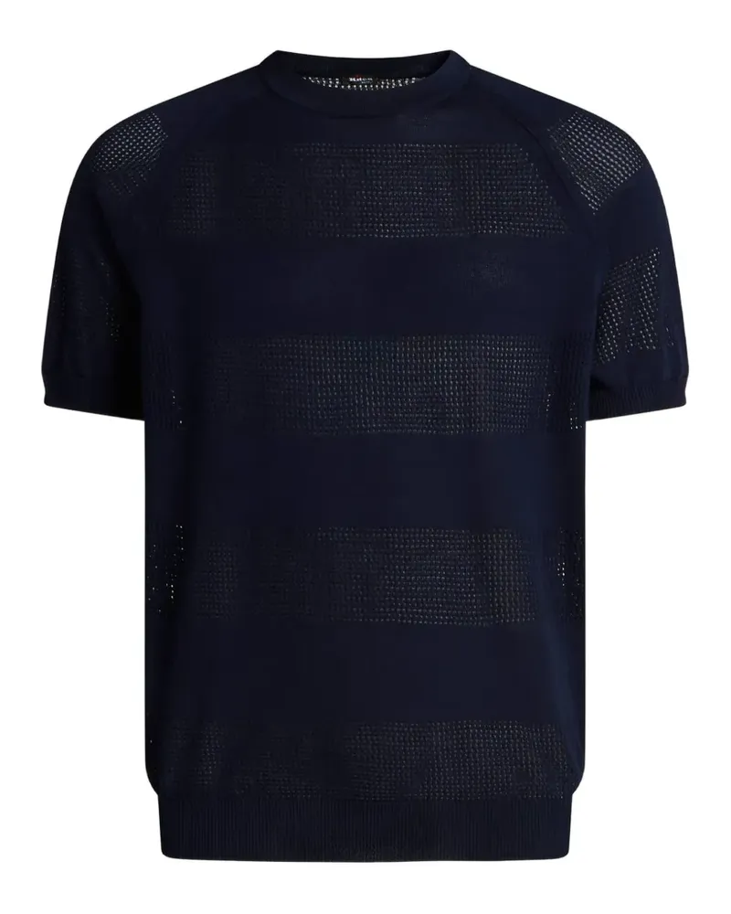 Kiton T-Shirt mit Rundhalsausschnitt und Lochstreifenmuster - Blau Blau