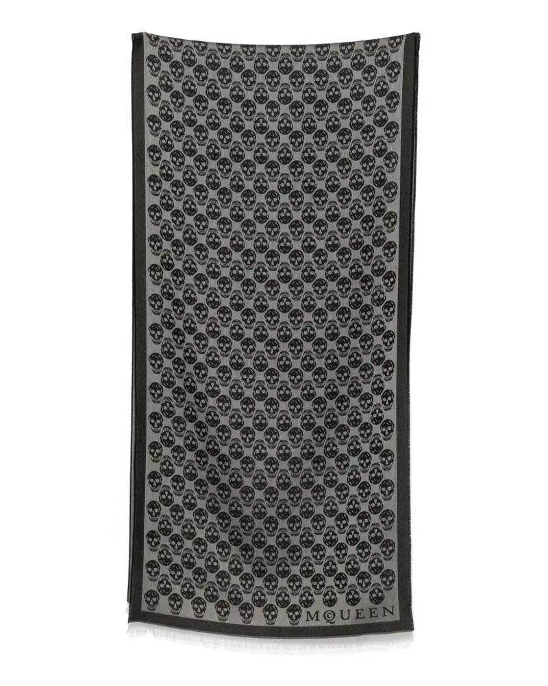 Alexander McQueen skull-pattern fringed scarf - Grau Grau
