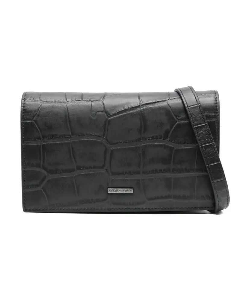 Emporio Armani Clutch in Kroko-Optik - Schwarz Schwarz