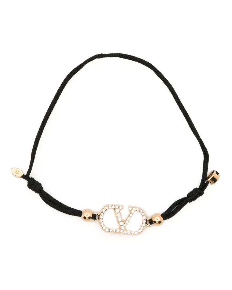 Valentino Garavani VLogo Signature crystal cord bracelet - Gold Gold