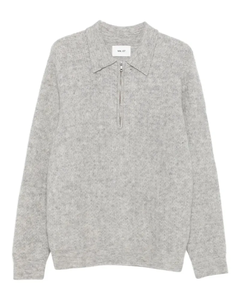 NN 07 Alfie Poloshirt mit Reißverschluss - Grau Grau