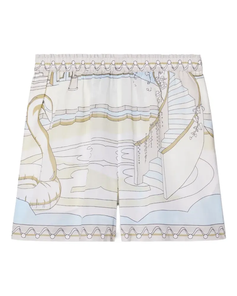 Tory Burch printed camp shorts - Nude Nude