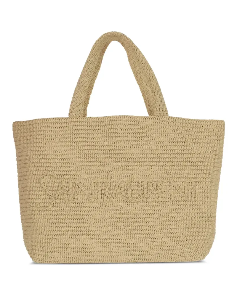 Saint Laurent Shopper aus Bast - Nude Nude