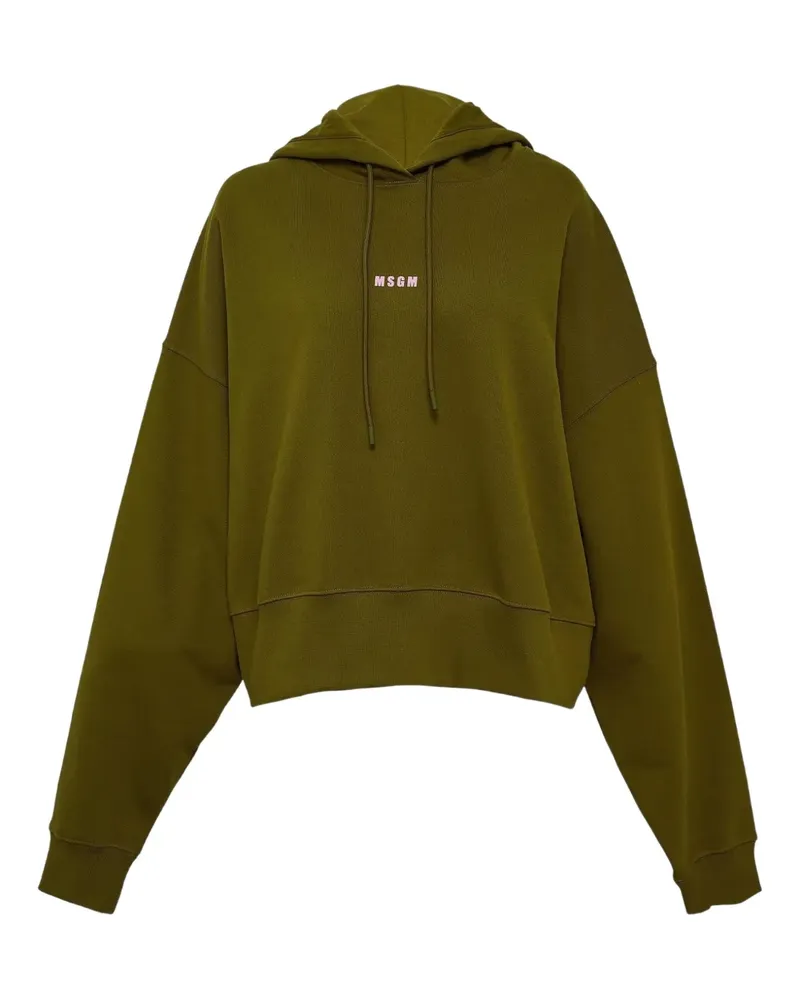 MSGM logo-print hoodie - Grün Grün