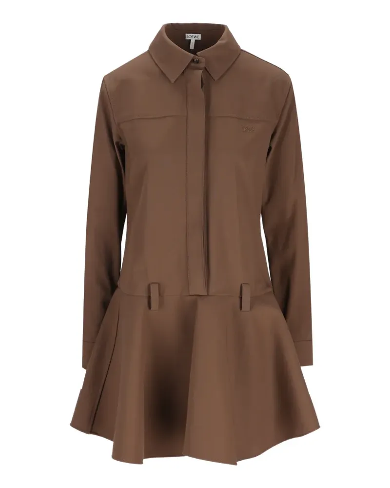 Loewe Anagram-embroidered flared shirt dress - Braun Braun