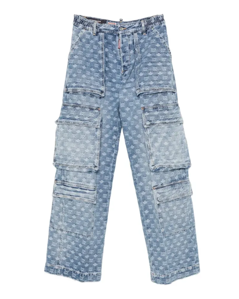 Dsquared2 monogram-pattern multi-pocket jeans - Blau Blau