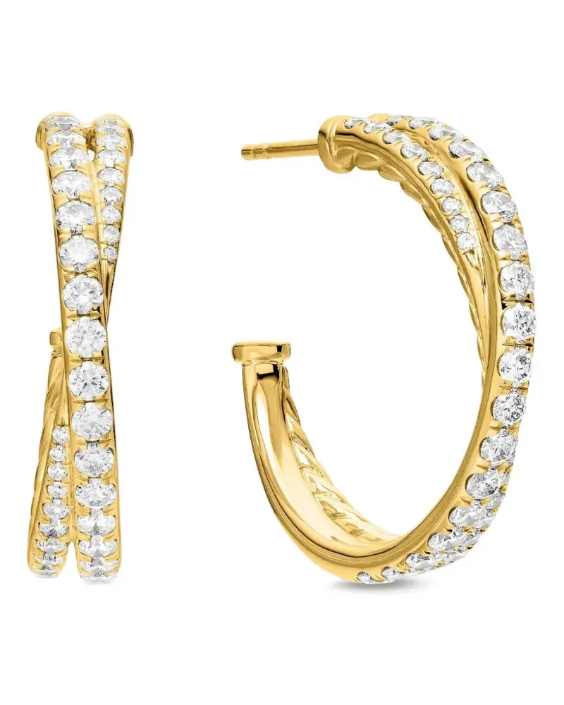 David Yurman 18kt Crossover Gelbgoldcreolen mit Diamanten 24mm Gold