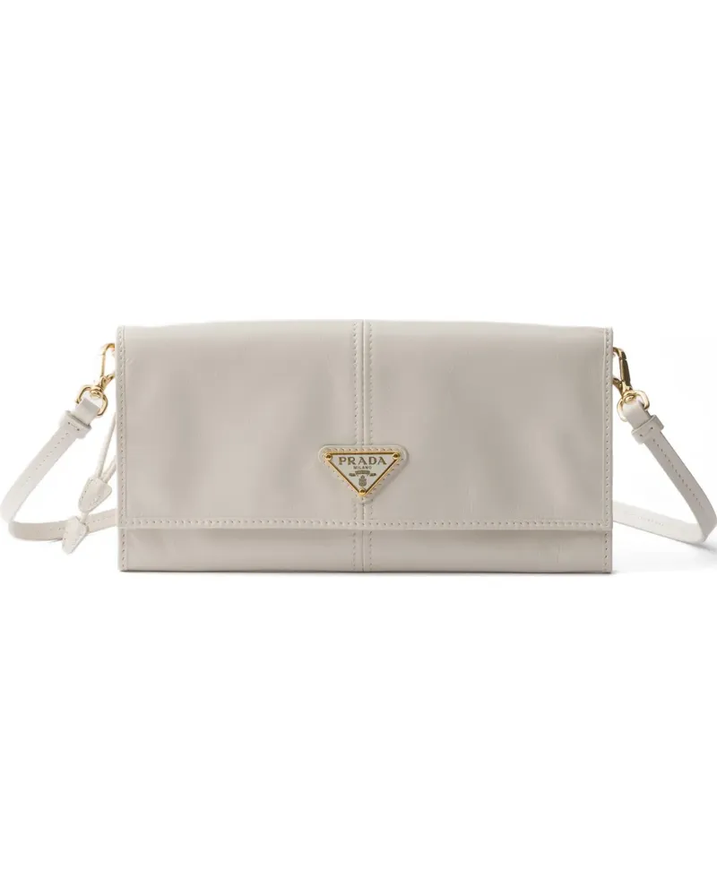 Prada leather wallet with shoulder strap - Nude Nude