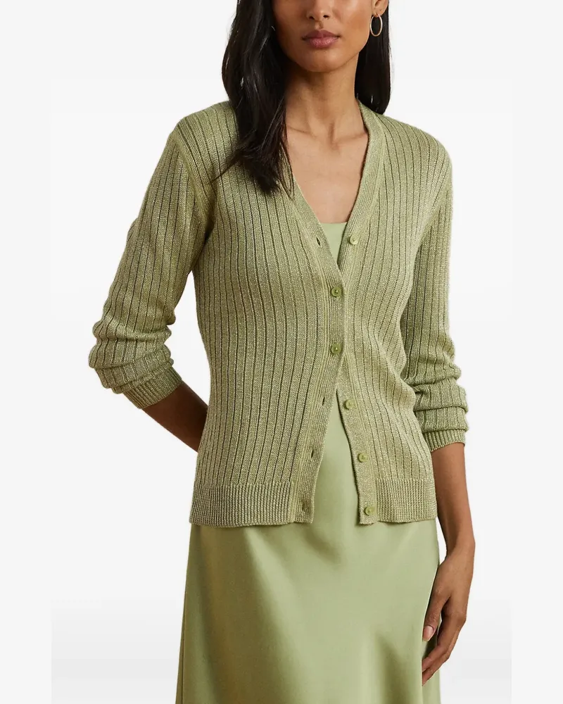 Ralph Lauren ribbed-knit metallic-thread cardigan - Grün Grün