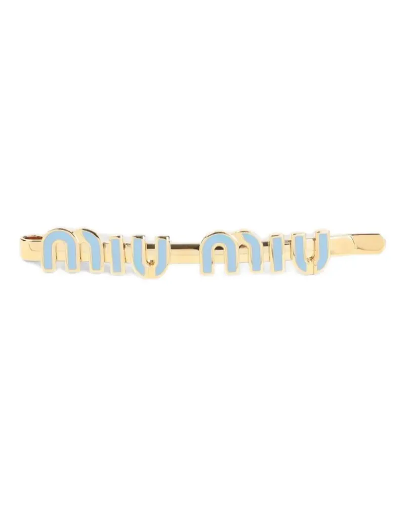 Miu Miu logo-plaque hair clip - Gold Gold