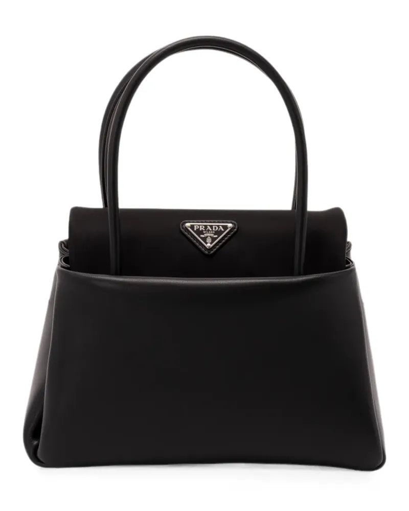Prada logo-plaque leather handbag - Schwarz Schwarz