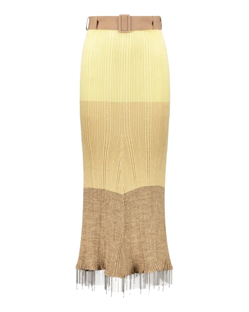 ELLERY ribbed-knit fringed maxi skirt - Gelb Gelb