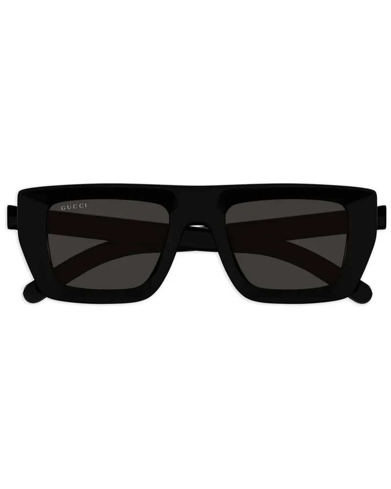 Gucci Eckige Sonnenbrille mit Logo - Schwarz Schwarz