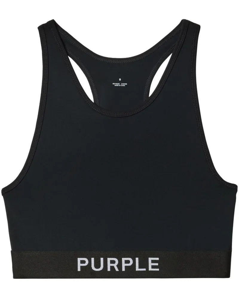 PURPLE BRAND Sport-BH mit Logo-Print Schwarz