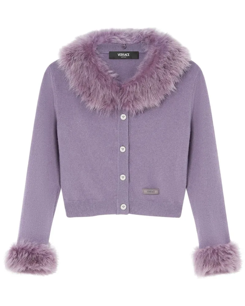 Versace Cropped-Cardigan mit Shearling - Violett Violett