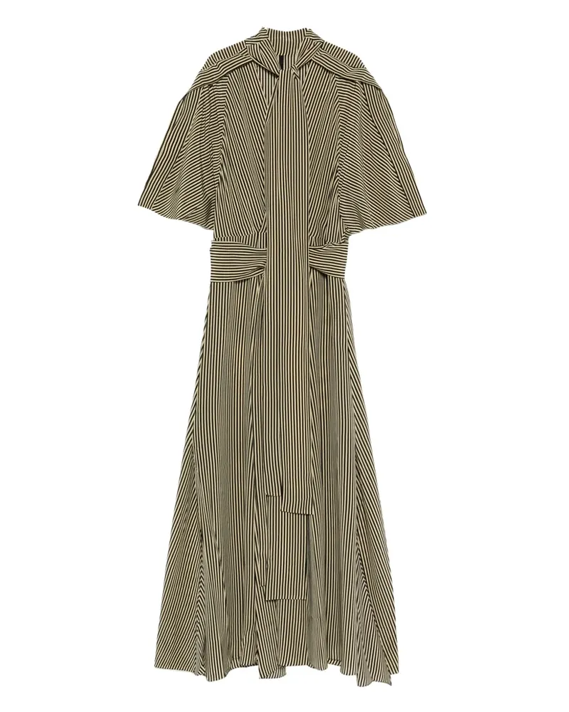 Petar Petrov Gestreiftes Maxikleid mit Schleifenkragen - Nude Nude