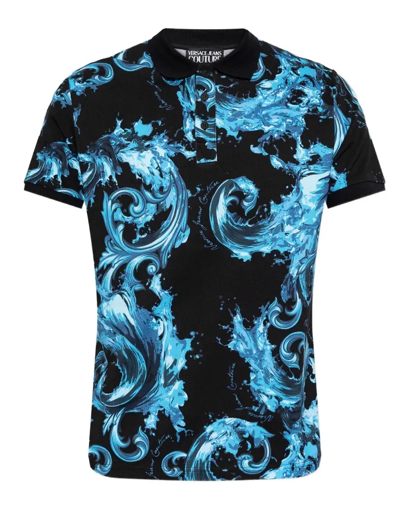 Versace Jeans printed short-sleeve polo shirt - Schwarz Schwarz