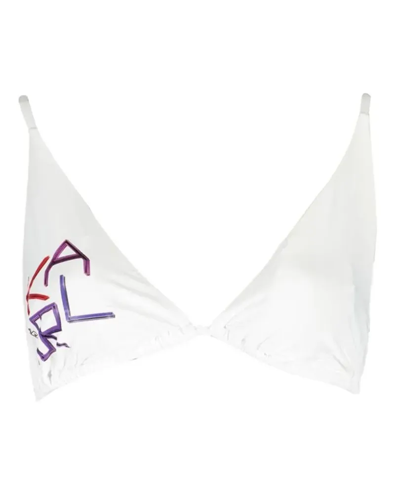 Karl Lagerfeld logo-print triangle bikini top - Weiß Weiß
