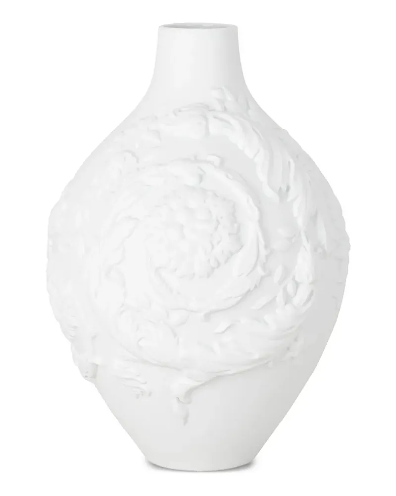 Versace 3D Barocco Porzellanvase (33cm) - Weiß Weiß