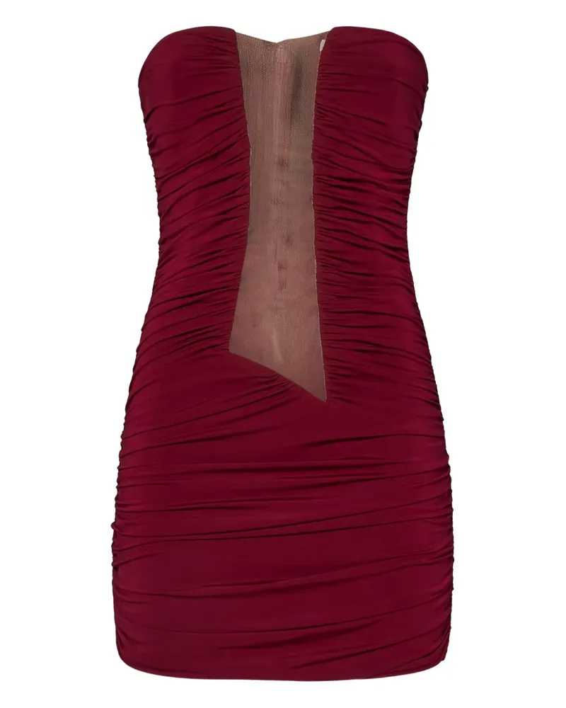 Nensi Dojaka Drapiertes Minikleid mit Mesh-Einsatz - Rot Rot