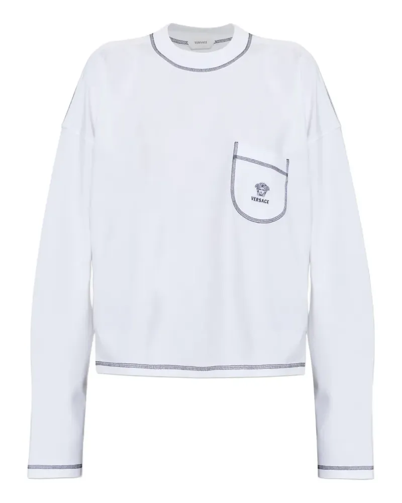 Versace Langarmshirt mit Medusa-Logo - Weiß Weiß