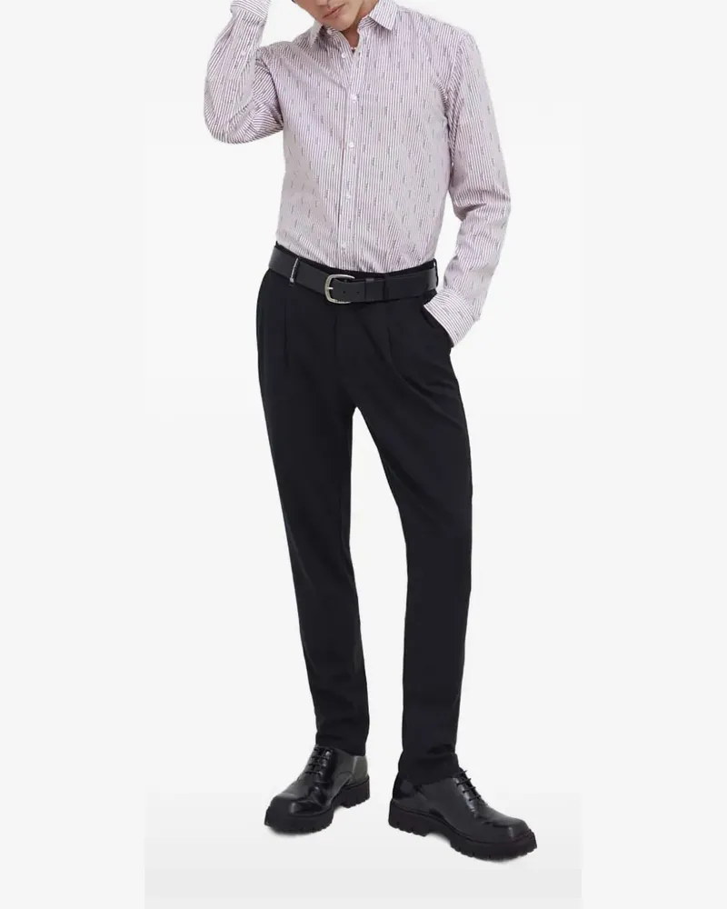 HUGO BOSS Gestreiftes Hemd mit Logo - Weiß Weiß