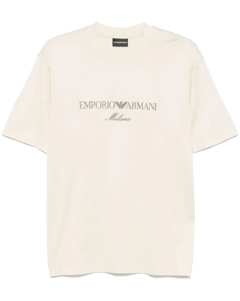 Emporio Armani T-Shirt mit Logo-Stickerei - Nude Nude